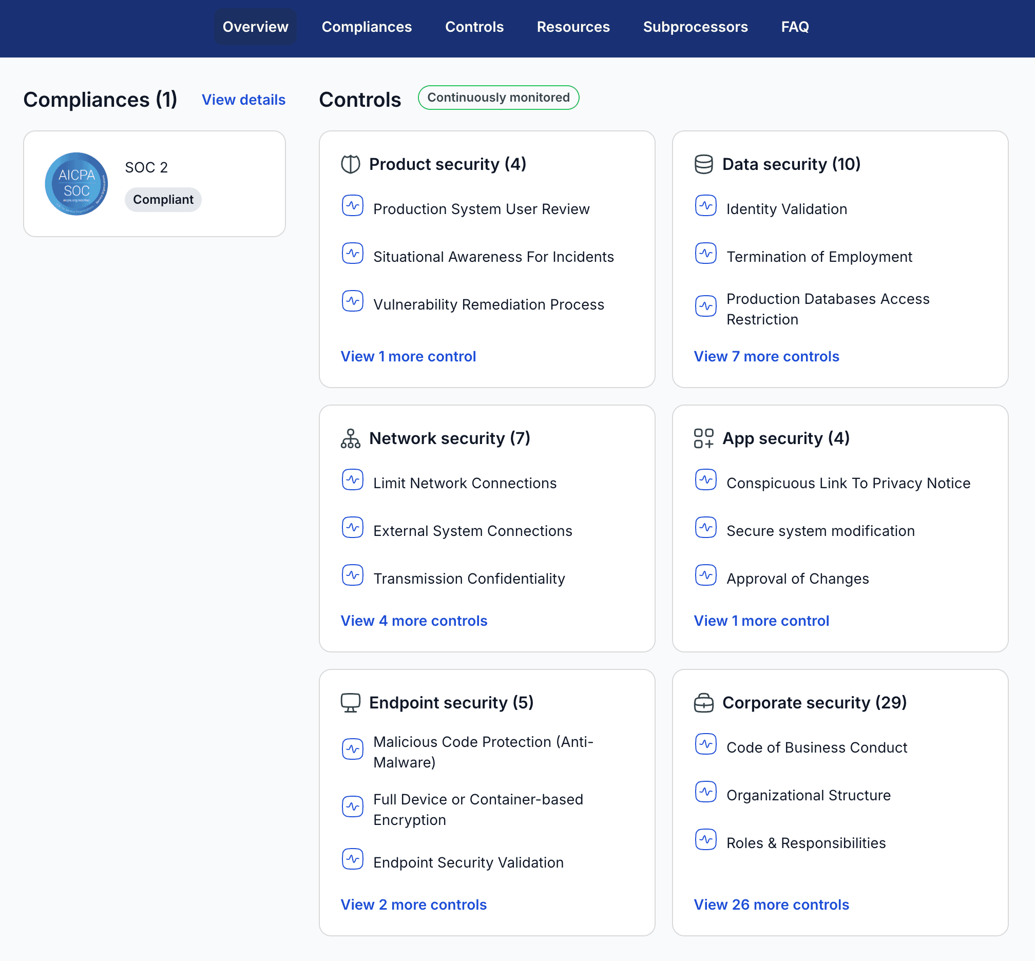 Netos Trust Center showing SOC 2 status